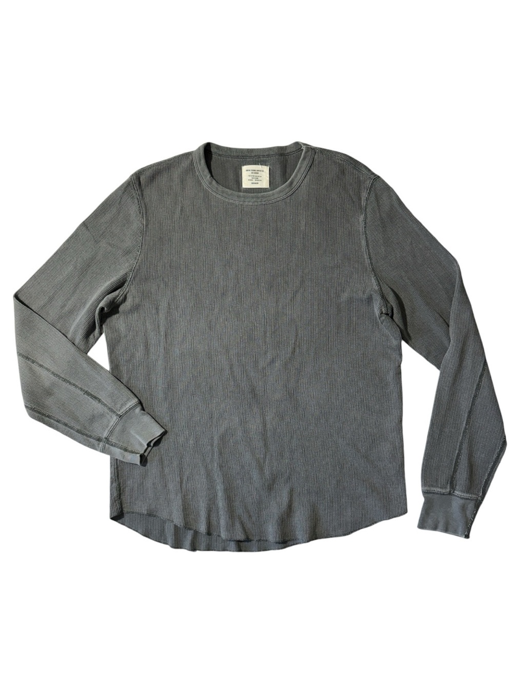 Buck Mason mens M Medium grey vintage thermal surplus tee long sleeve shirt EUC